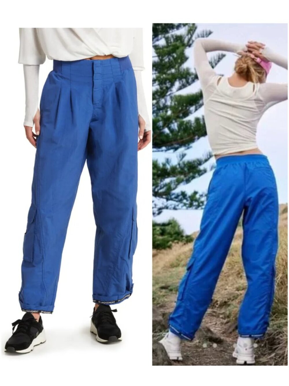 FP Movement Mesmerize Me Pants Blue Flame Size S Athleisure Utility Cargo Hiking